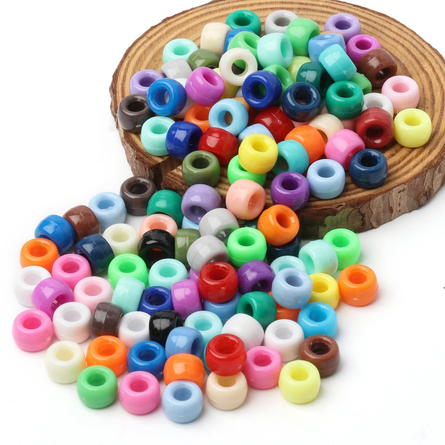 100pcs Pony Beads Big Hole Acyrlic Hair Beads HandCraft For Jewelry Making DIY Bracelets Necklace Gift Accessories