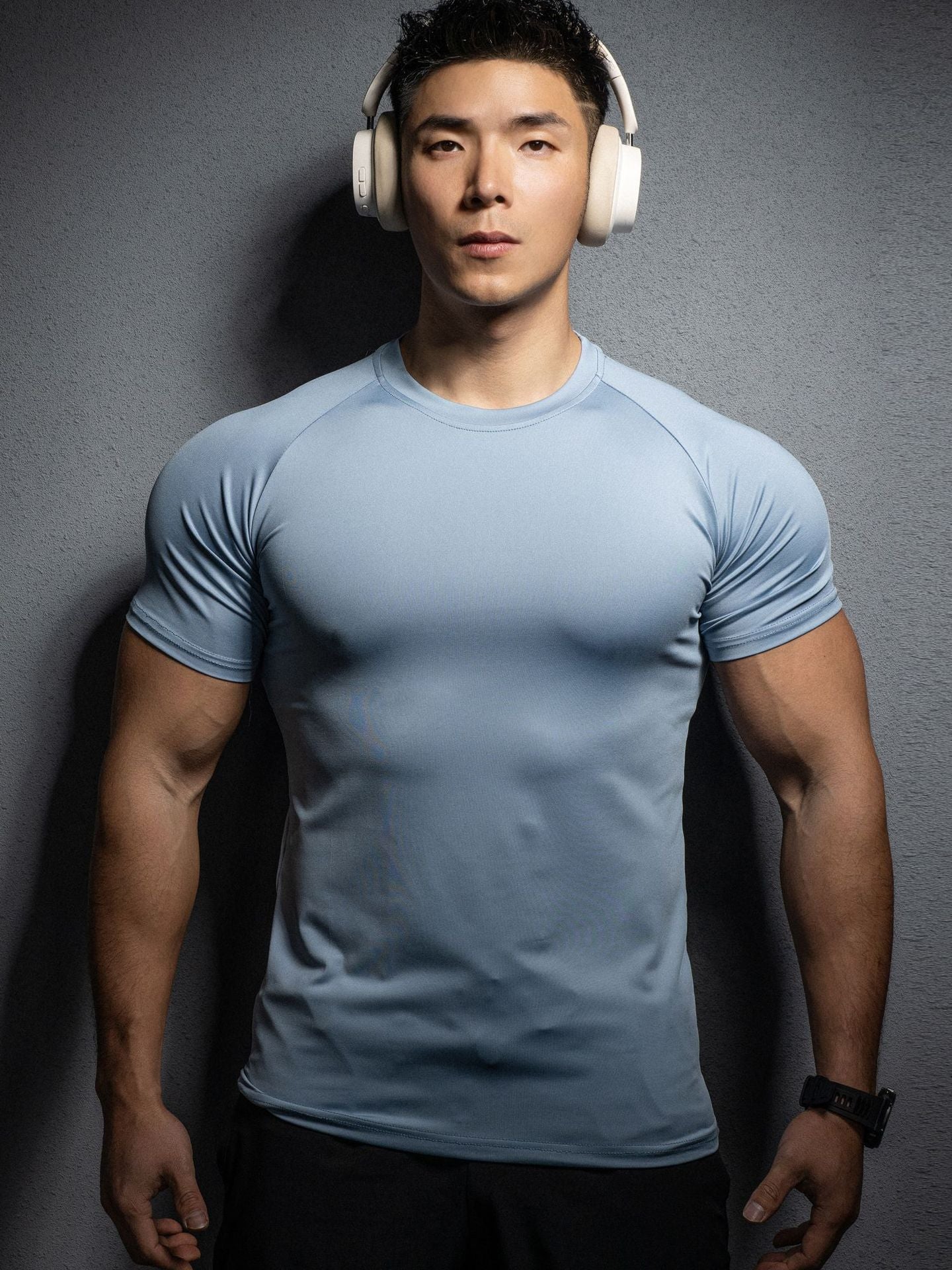 New Men's Sport Casual Running Gym Workout Elastic Quick-Dry Solid Color Short Sleeve T-Shirt