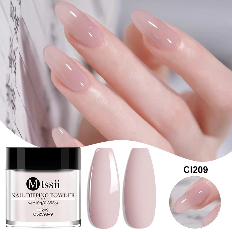 MTSSII 10g Nail Dipping Powder Natural Dry No Lamp Cure DIY Nail Art Decoration Pigment Dust Glitter Long Lasting Manicure Salon