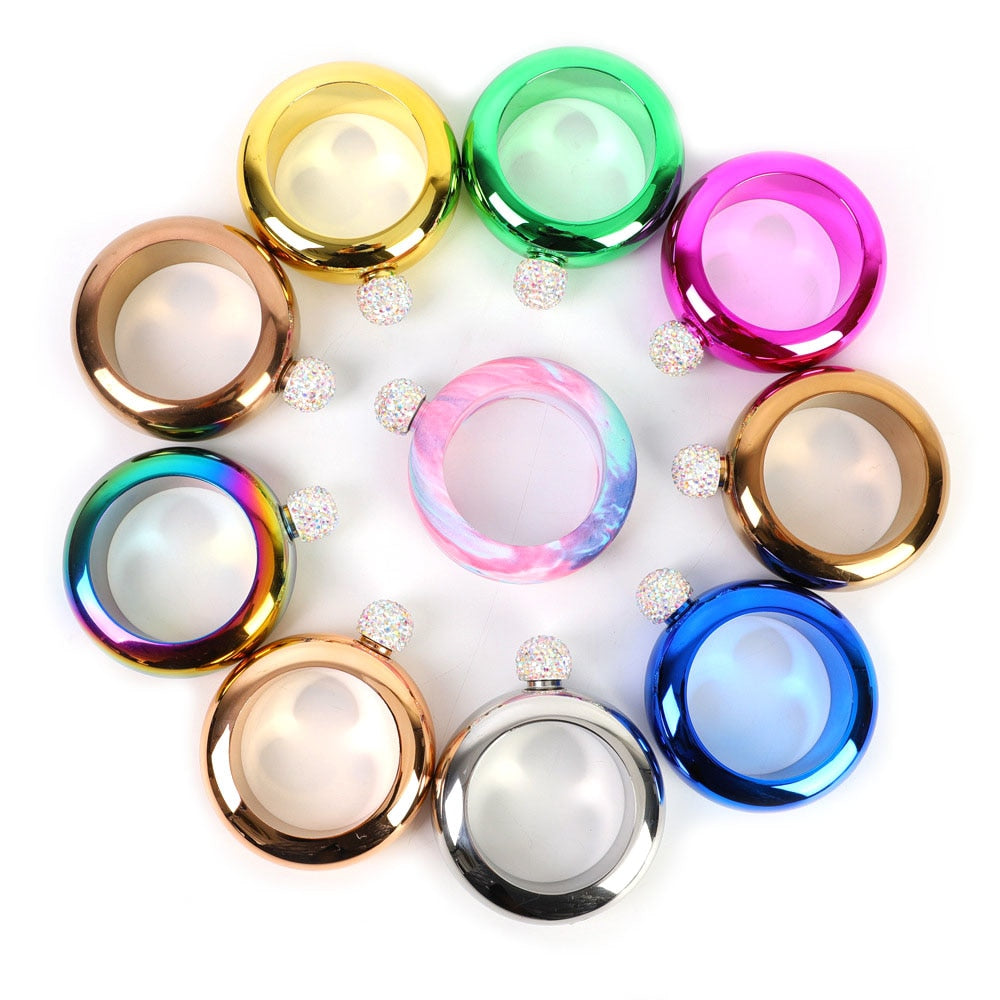 3.5 Oz Bangle Bracelet Hip Flask Stainless Steel Alcohol Whiskey Vodka Hip Flask Flagon Drinkware