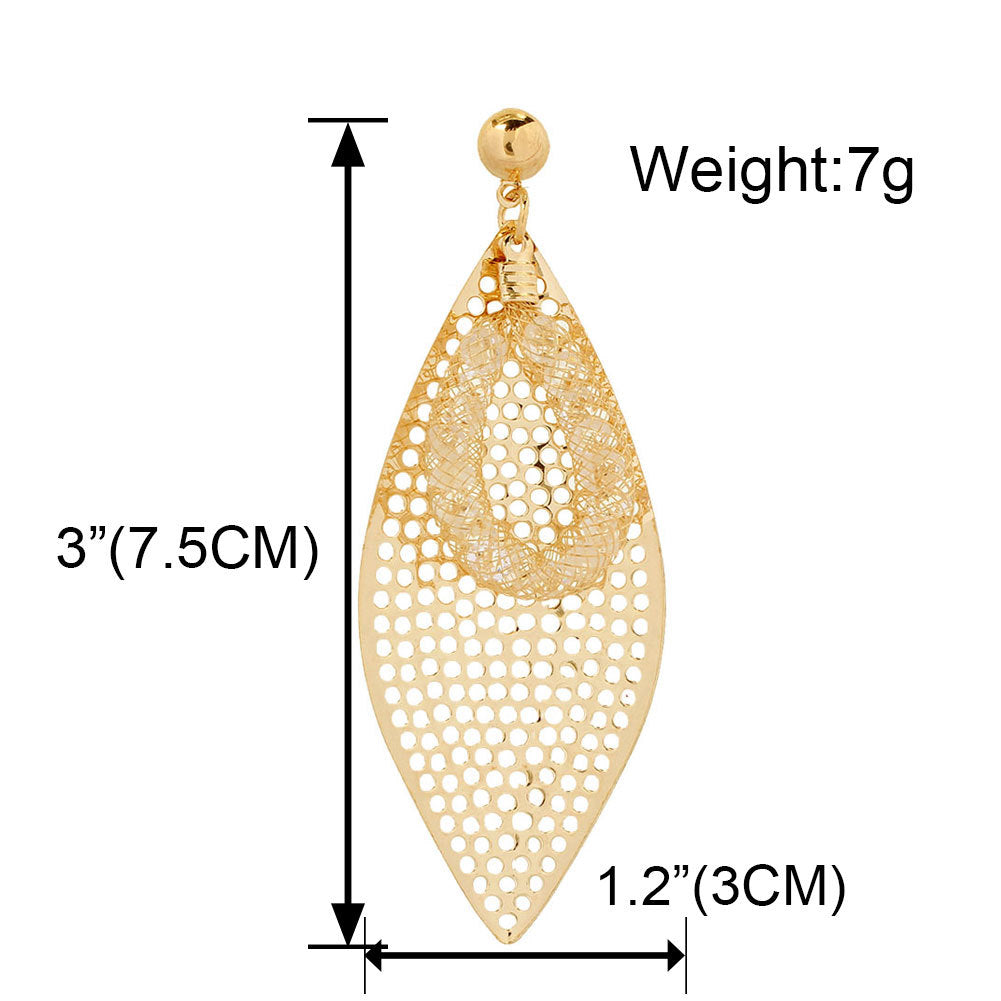Metal Frosted Mesh Stud Earrings Personality Simple Leaf Earrings  Women