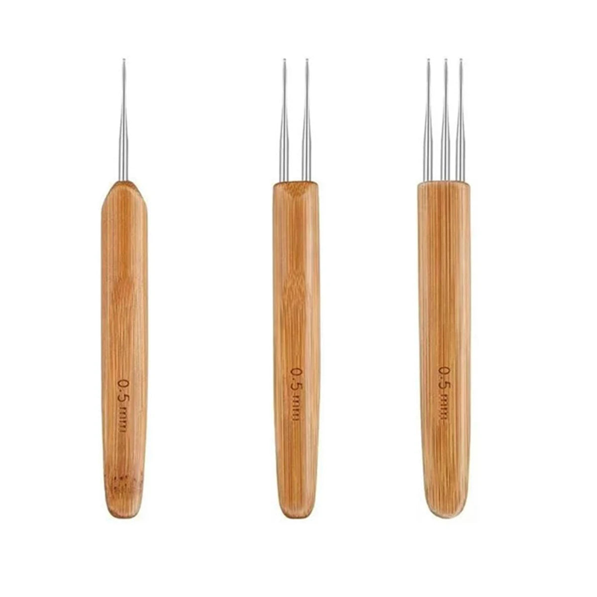 3/6Pcs 0.5mm/0.75mm Loc Crochet Hook Wood Crochet Needles Hair Dreadlocks Tool for Braid Craft