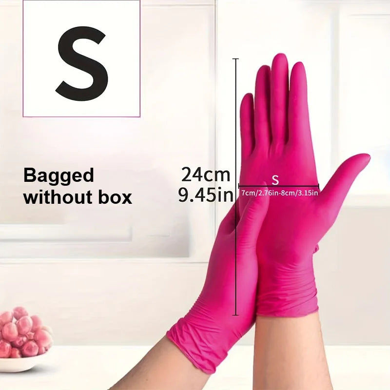 Pink Nitrile Disposable Gloves Powder & Latex Free Gloves for Kitchen Cooking Household Beauty Petcare Hair Dye Work Glove