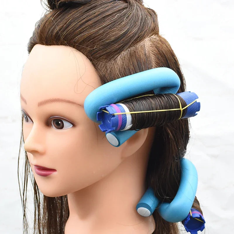 10pcs Flexible Hair Curling Rod Soft  Heatess Hair Curler Makers Foam Bendy Twist Curls Flexi No Heat Rollers Styling Tools