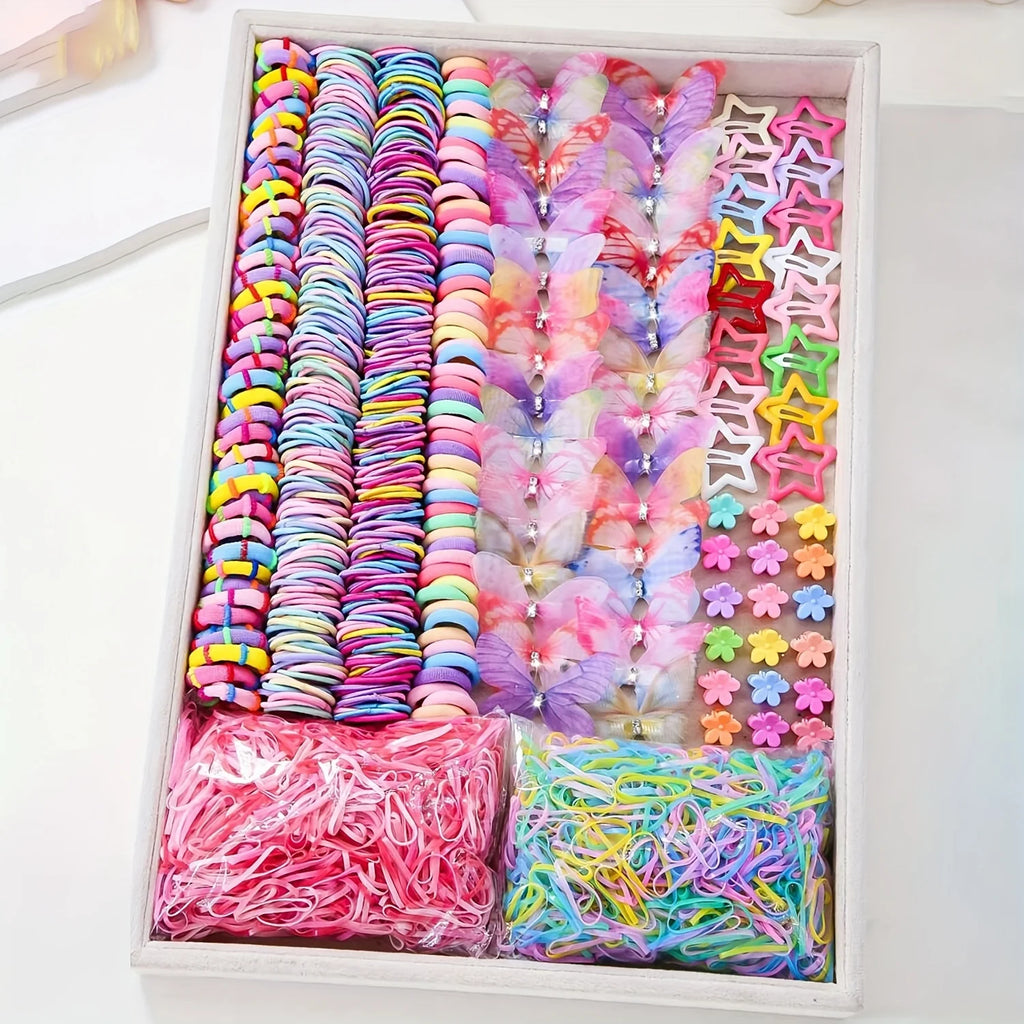 941 sets of colorful and cute outfits for girls | Includes various clips, hair ties, flowers, and double-layered bow headpieces