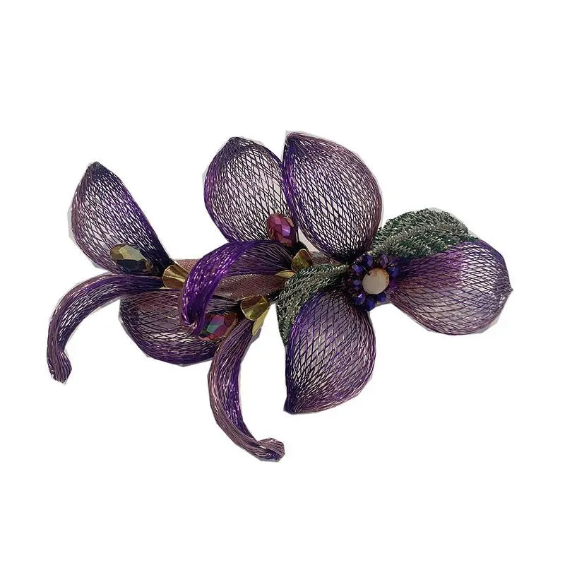 Fashion Elegant Iris Hairpin For Women Bridal Hair Accessories Popular 3D Flower Spring Clip Decoration Romantic Jewelry Tiara