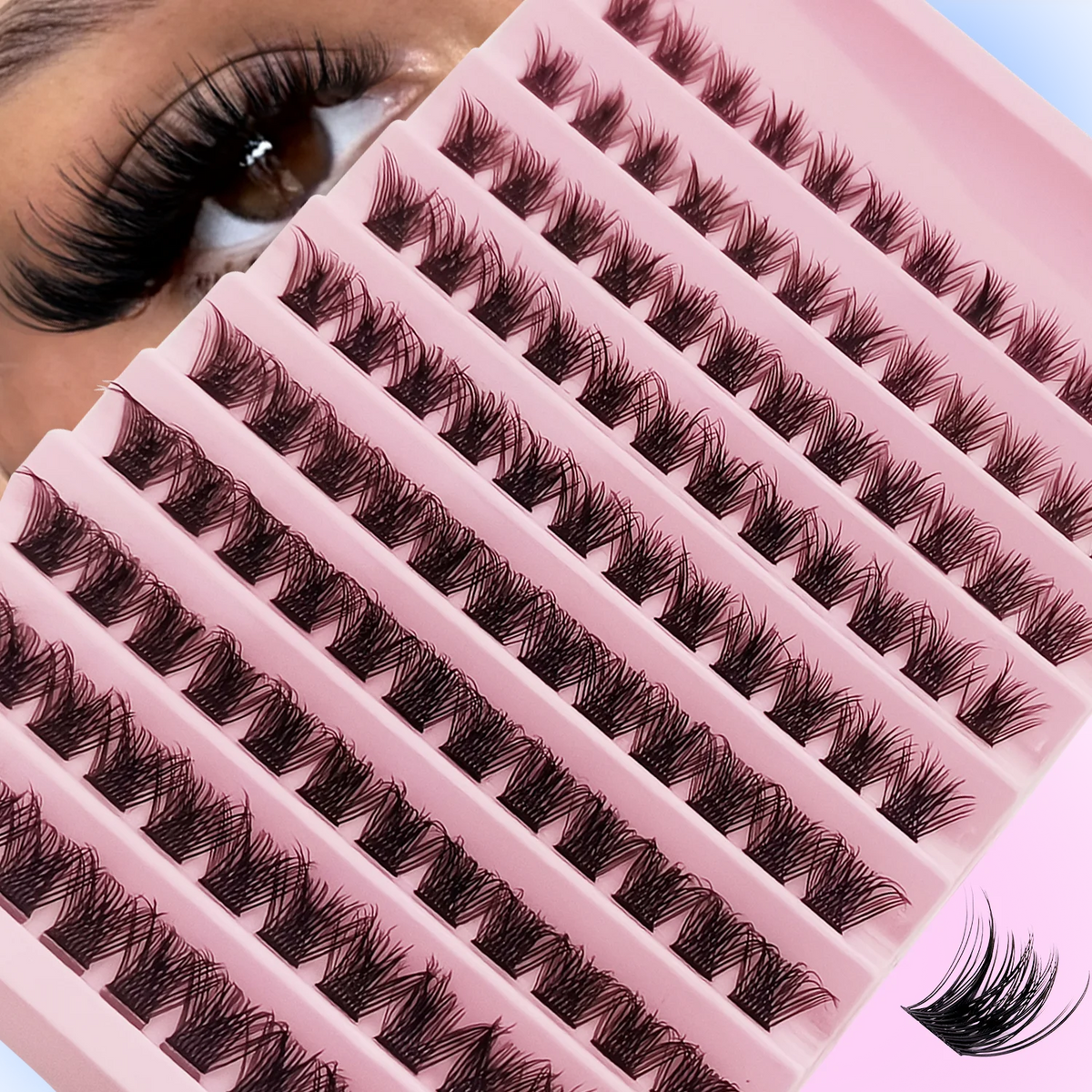 120Pcs Natural Eyelash Cluster Set, D Curl 8–16mm Mixed Length, Soft Band & Lightweight, Reusable False Eyelashes Cat Eye Effect