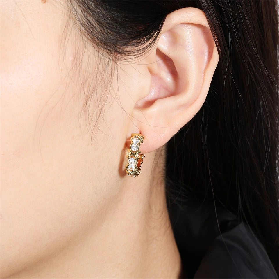 X Cross Zircon Earring Engagement Jewelry Gift