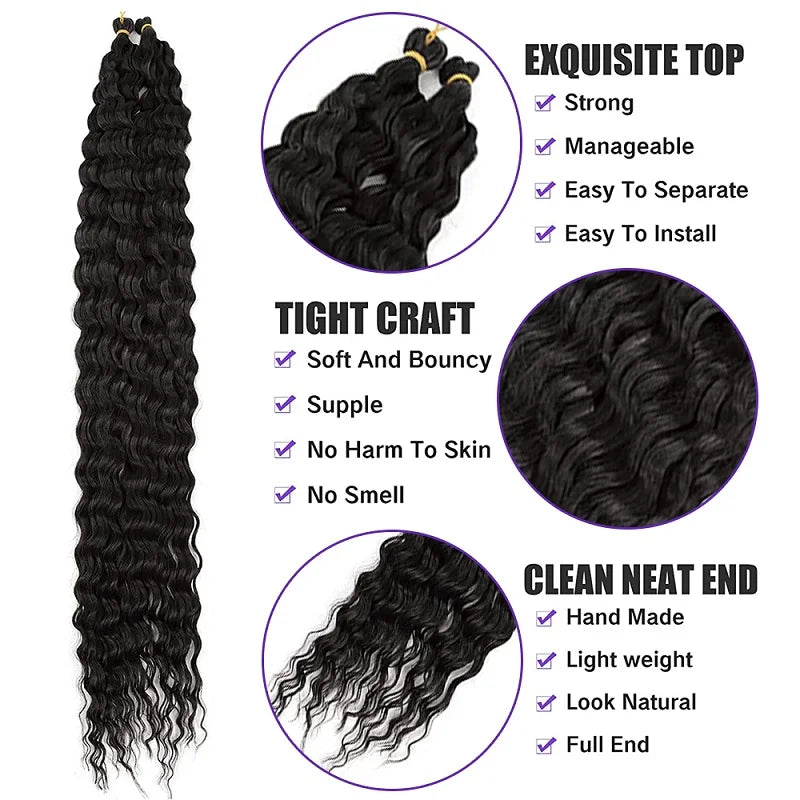 30Inch Synthetic Pre Stretched Deep Wave Crochet Hair