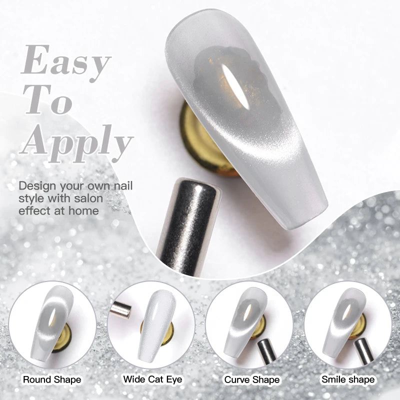 MEET ACROSS 7ml Pink Silver Moonlight Magnetic Gel Polish Varnis Semi Permanent Soak Off Gel Nail Polish UV LED Gel Manicure