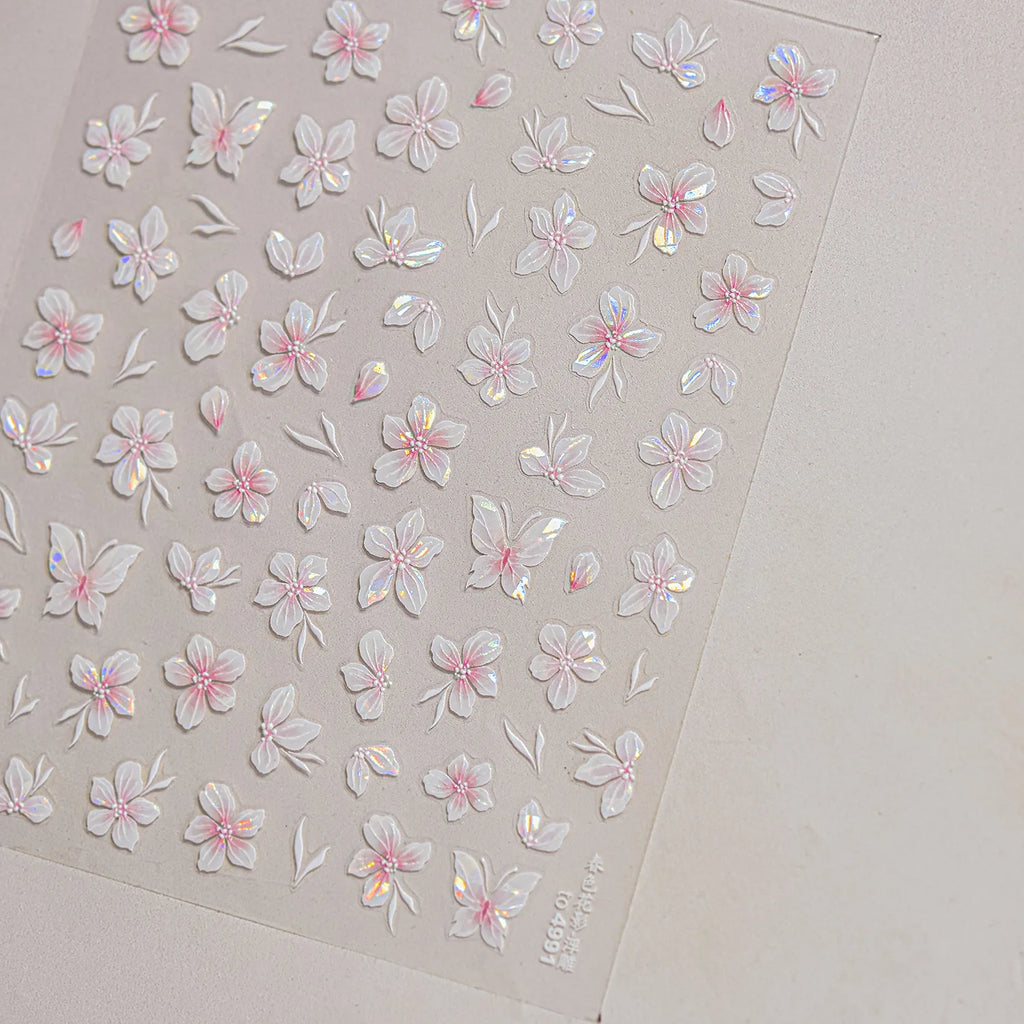 1Sheet 5D Soft Embossed Relief Nail Stickers Cute Daisies Self Adhesive Slider Stickers Press On Nails DIY Japanese Nail Art Dec