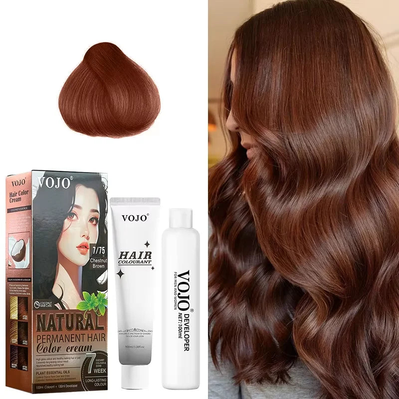 3-in-1 Long-Lasting Hair Dye Shampoo,100ml &100ml Coloring Agent Hair Dye Shampoo for Women and Men,Semi-Permanent Hair Cream