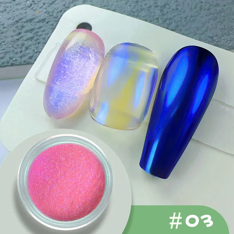 12 rejillas efecto espejo polvo de uñas de sirena holográfico perla cromo pigmento brillo fino polvo de inmersión suministros de artesanía de uñas