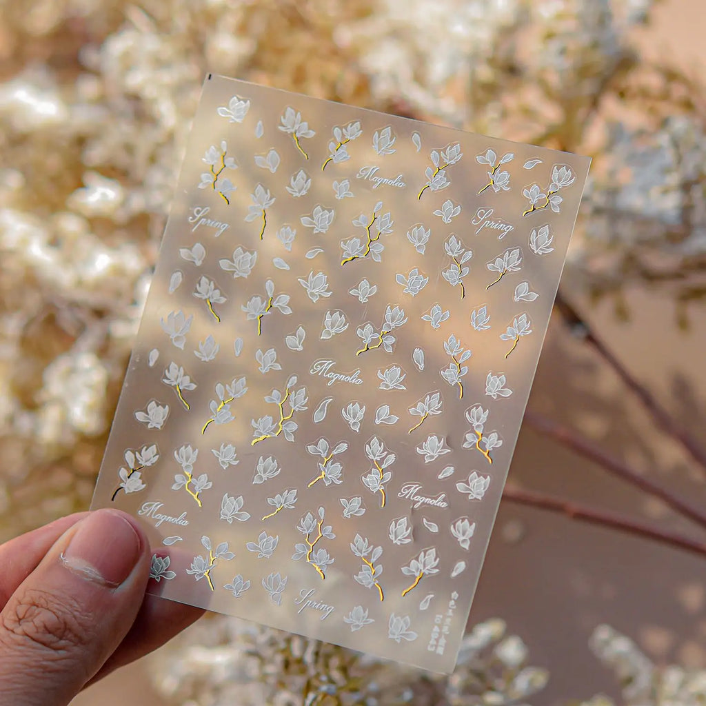 1Sheet 5D Soft Embossed Relief Nail Stickers Cute Daisies Self Adhesive Slider Stickers Press On Nails DIY Japanese Nail Art Dec