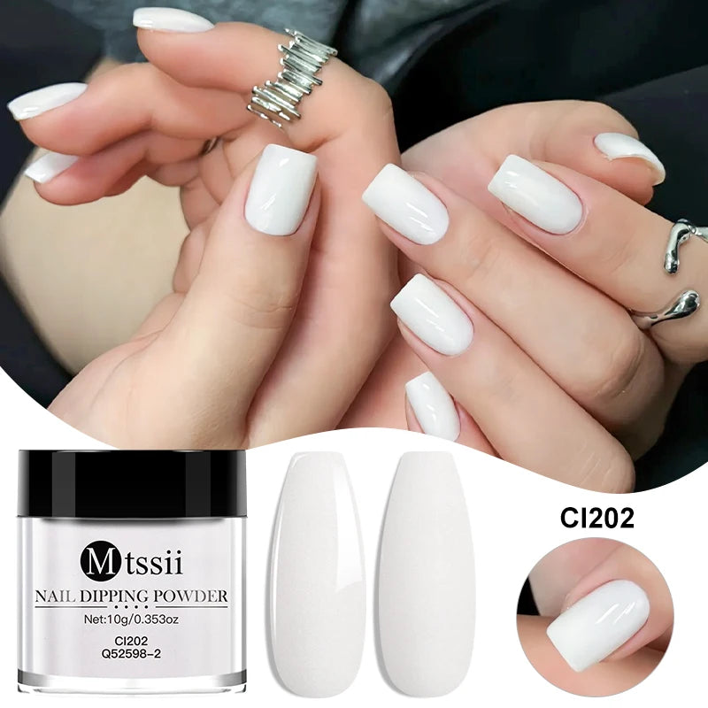 MTSSII 10g Nail Dipping Powder Natural Dry No Lamp Cure DIY Nail Art Decoration Pigment Dust Glitter Long Lasting Manicure Salon