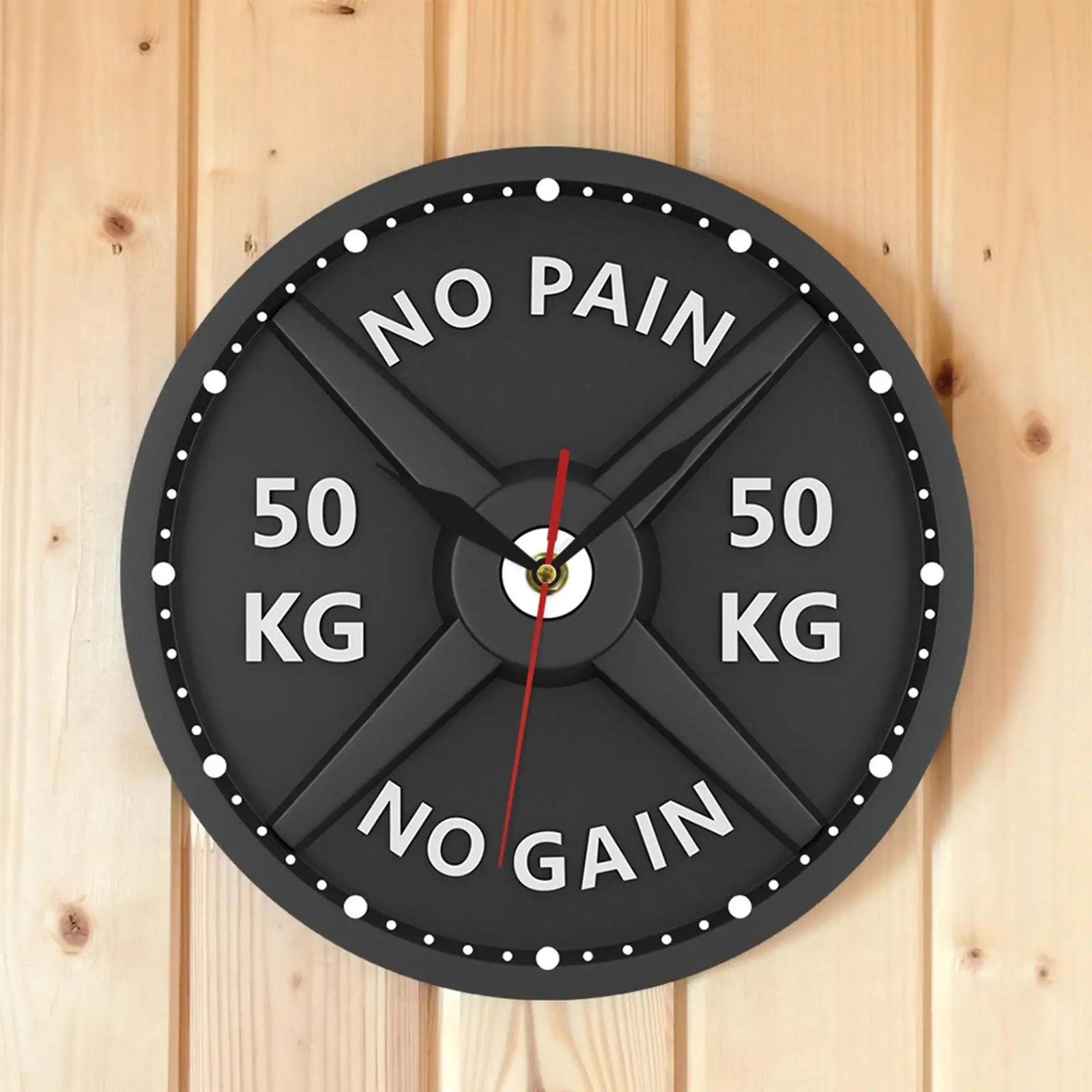 50kg 3D Barbell Wall Clock Gym Wall Clock Silent 12' Non Ticking Decoration Round Battery Operated Watch for Living Room Bedroom