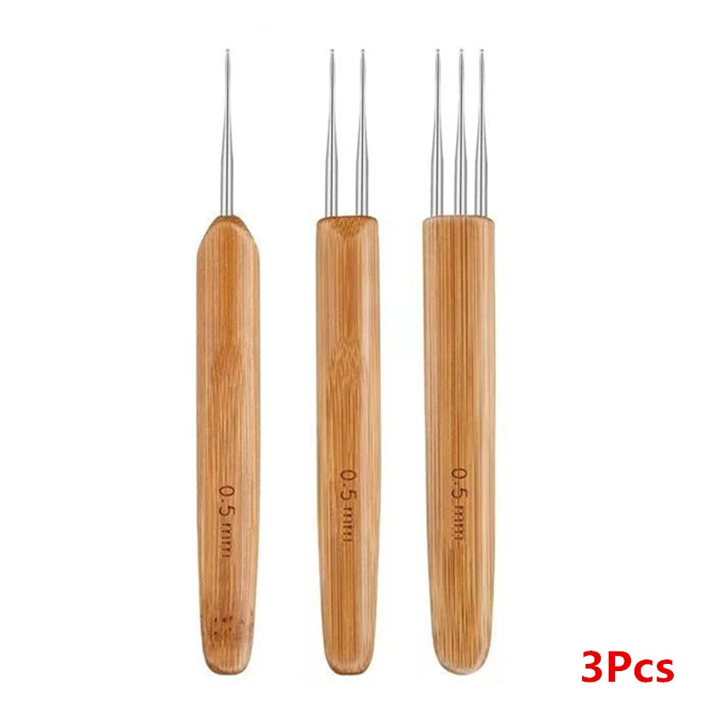 1Pc 0.5mm/0.75mm Loc Crochet Hook Wood