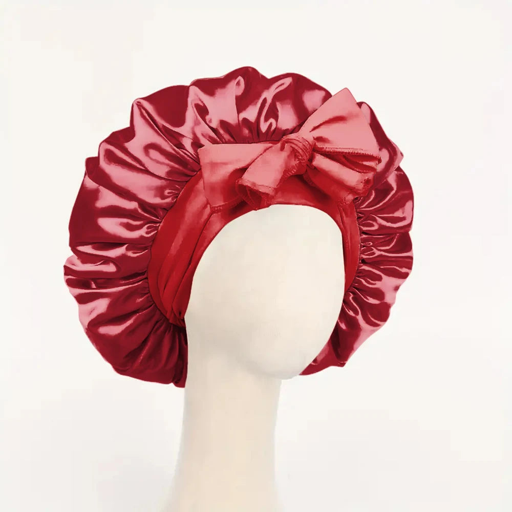 Gorro de satén Gorro de seda Gorro ajustable para dormir Gorro para el pelo con cinta Gorros para mujeres y hombres
