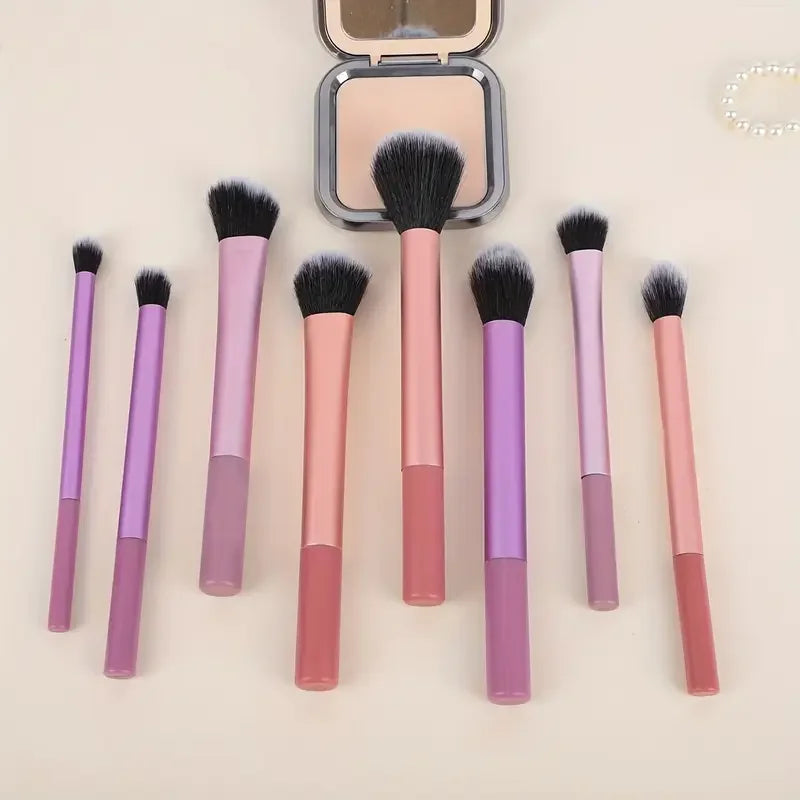 Juego de 8 brochas de maquillaje con pelo sintético suave, para base, colorete, sombra de ojos, herramientas cosméticas de maquillaje