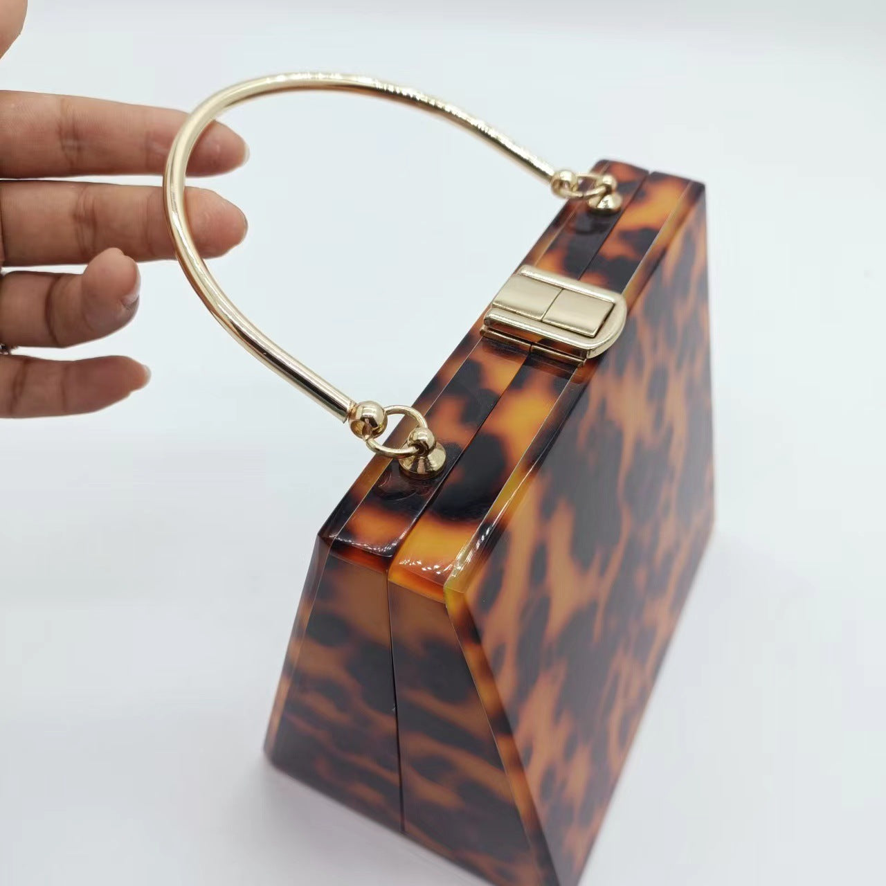 Luxury Leopard Women Evening Acrylic Clutch Bag Designer With Metal Bag Handle Lady Party Wedding Clutch Purse Wallets Chain Bag