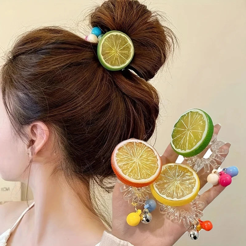 1/3pcs Orange Lemon Lime Hair Tie Fresh Summer Telephone Cord Cute Fruit Hair Accessory for Bun Hairstyles Sweet Birthday Gift