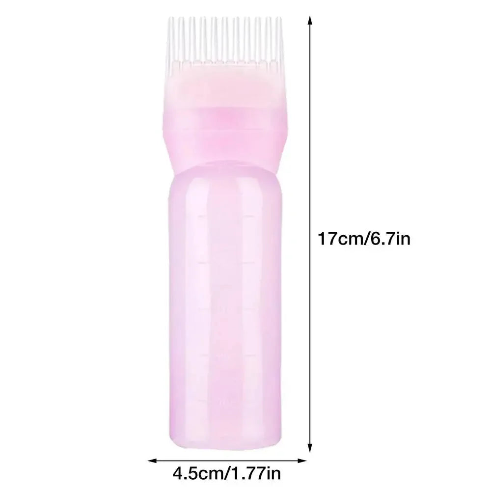 Botella recargable de 120 ml para tinte de pelo, con peine aplicador, multicolor, de plástico, para dispensar aceite, para peluquería, para teñir el cabello, herramienta de peinado
