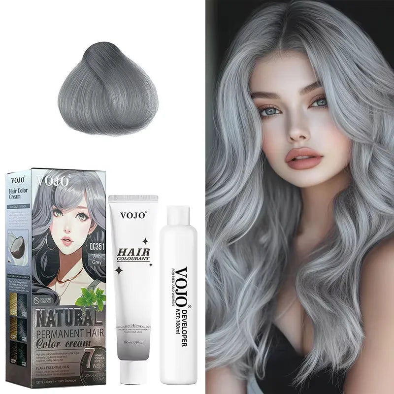 3-in-1 Long-Lasting Hair Dye Shampoo,100ml &100ml Coloring Agent Hair Dye Shampoo for Women and Men,Semi-Permanent Hair Cream