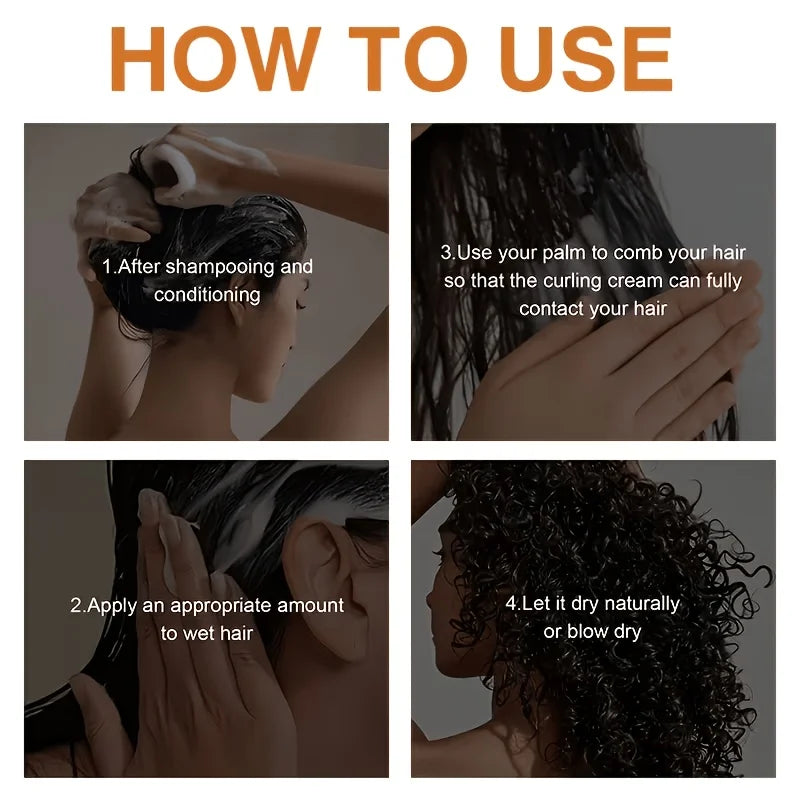 GSWP Black Castor Oil Curling Cream,Moisturizing and Elastic Styling Conditioner for Curly Hair,Frizz Control.50g/100g
