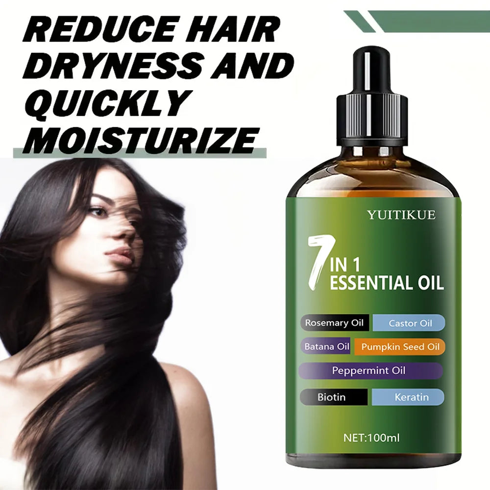 YUITIKUE 7 in 1 Essential Oil Hair Treatment Infused with Rosemary, Batana & Biotin For Healthy Hair 100ml