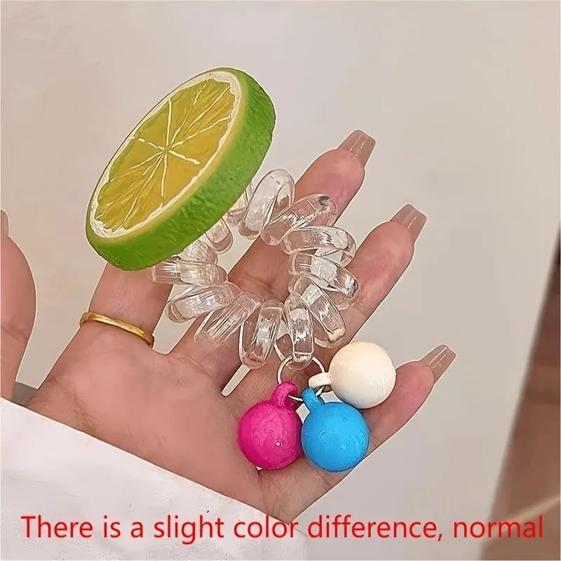 1/3pcs Orange Lemon Lime Hair Tie Fresh Summer Telephone Cord Cute Fruit Hair Accessory for Bun Hairstyles Sweet Birthday Gift
