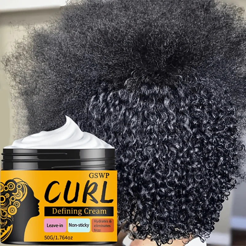 GSWP Black Castor Oil Curling Cream,Moisturizing and Elastic Styling Conditioner for Curly Hair,Frizz Control.50g/100g