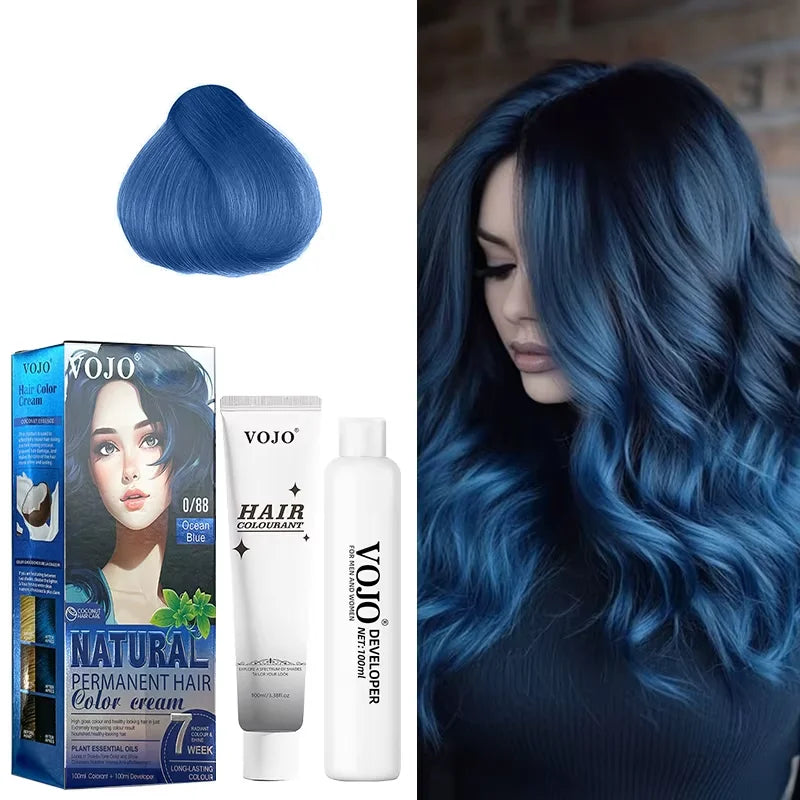 3-in-1 Long-Lasting Hair Dye Shampoo,100ml &100ml Coloring Agent Hair Dye Shampoo for Women and Men,Semi-Permanent Hair Cream
