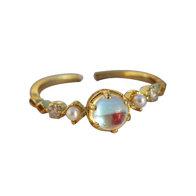 100% 925 Sterling Silver Rings For Women Moonstone Zircon Ring