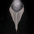 Rhinestone tassel full diamond necklace exaggerated personality street style party super flash necklace women's accessories