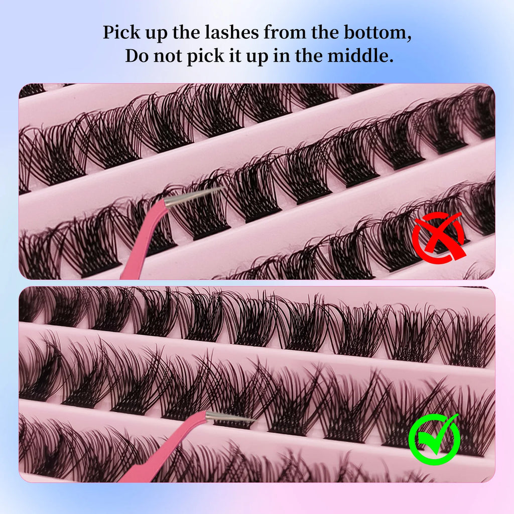 120Pcs Natural Eyelash Cluster Set, D Curl 8–16mm Mixed Length, Soft Band & Lightweight, Reusable False Eyelashes Cat Eye Effect