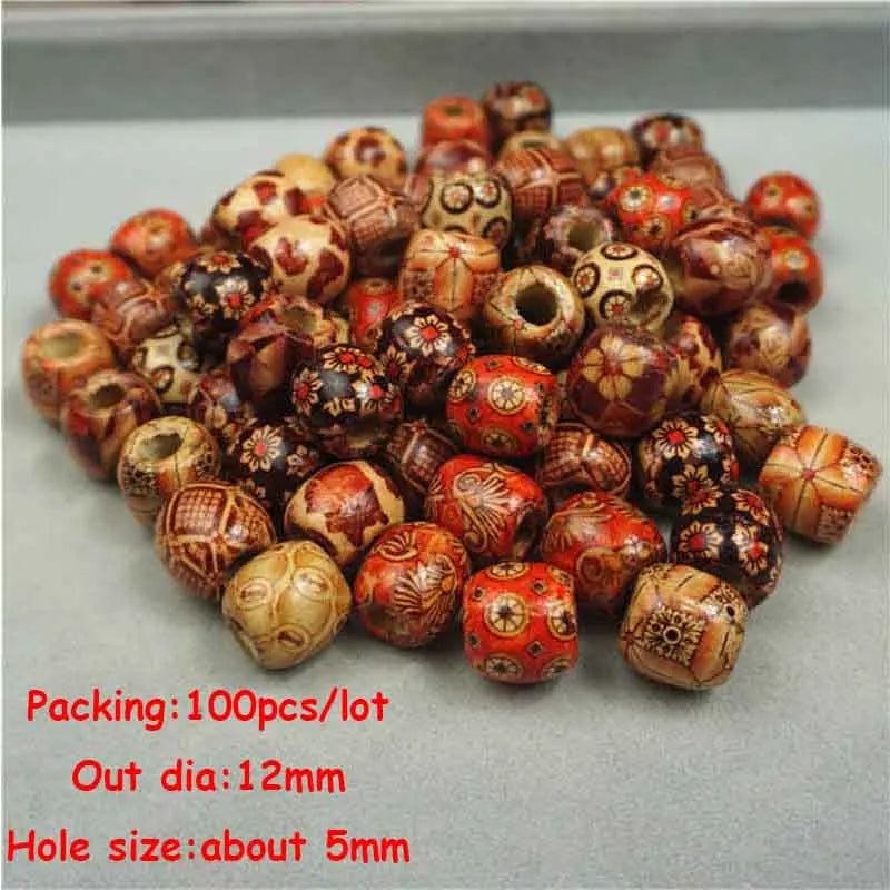 Louleur High Quality Vintage Natural Big Hole Wooden Beads For Necklace Bracelet Charms for Diy Jewelry Making Hair Accessories