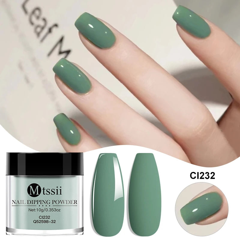 MTSSII 10g Polvo para inmersión de uñas Secado natural Sin curado con lámpara Arte de uñas DIY Decoración Pigmento Polvo Brillo Manicura de larga duración Salón