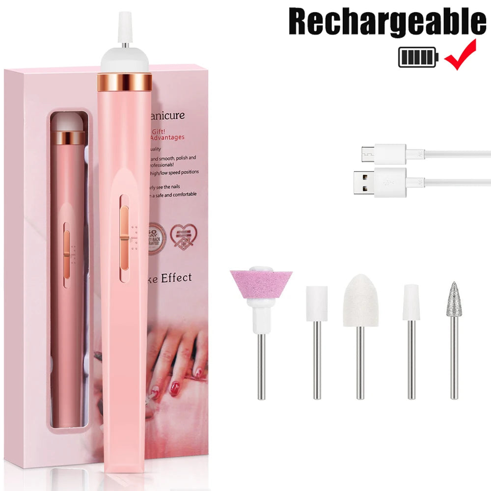 Electric Nail Drill Machine Portable Electric Nail File Rechargeable 20000RPM Nail Drill Pedicure Polishing Tools for Home