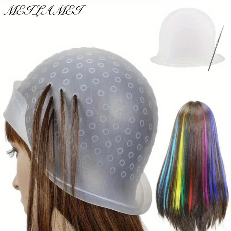 1pcs Silicone Hair Coloring Cap Hook Needle Pink Professional Dyeing Tool Highlight Dyeing Frosting Dyeing Hats Barber Hair