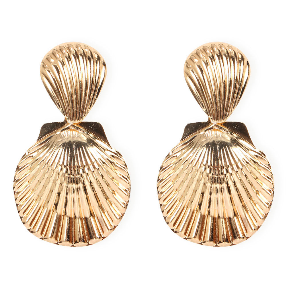 Pendientes Pendientes de tuerca con forma de concha estilo bohemio Pendientes de concha de metal Pendientes para mujer