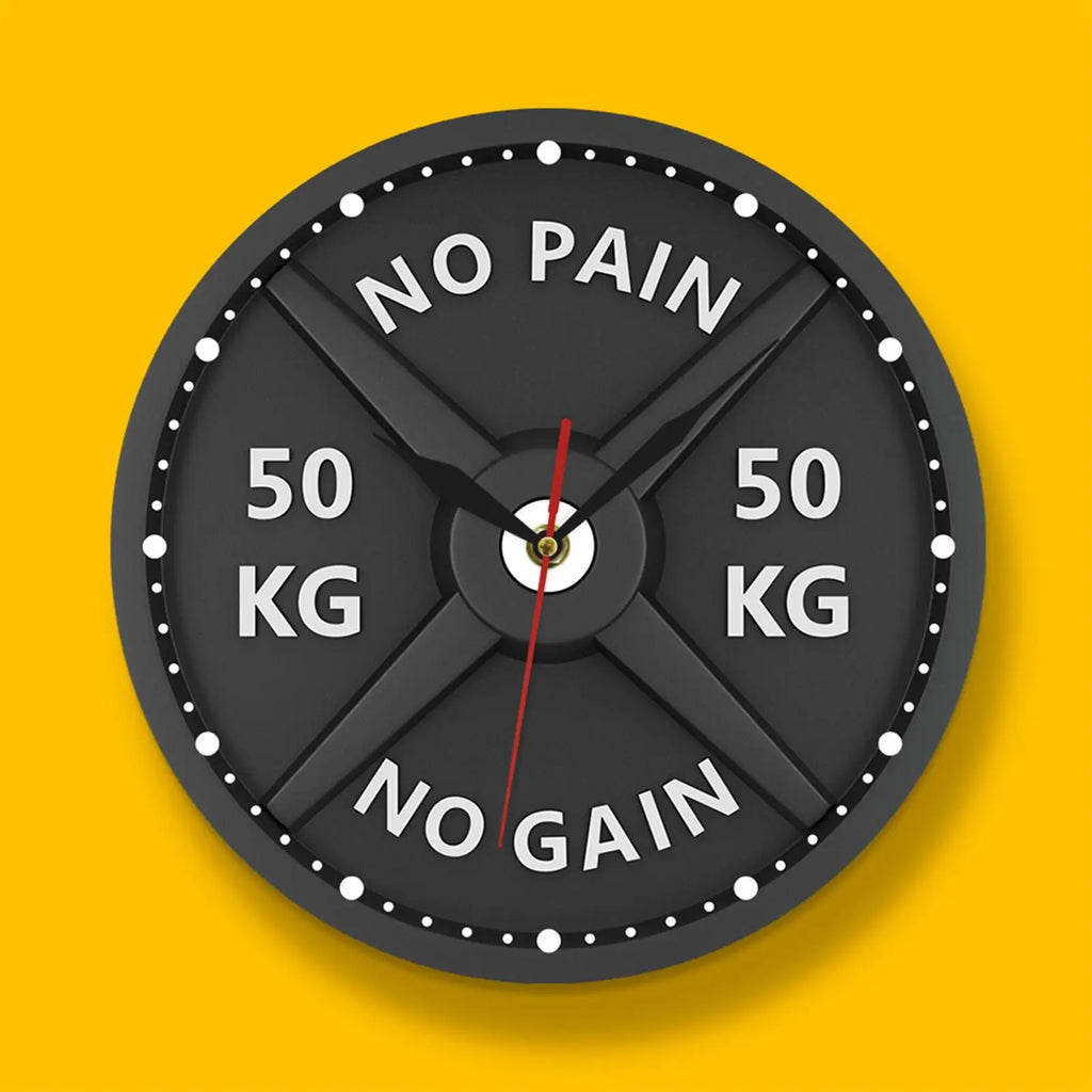 50kg 3D Barbell Wall Clock Gym Wall Clock Silent 12' Non Ticking Decoration Round Battery Operated Watch for Living Room Bedroom