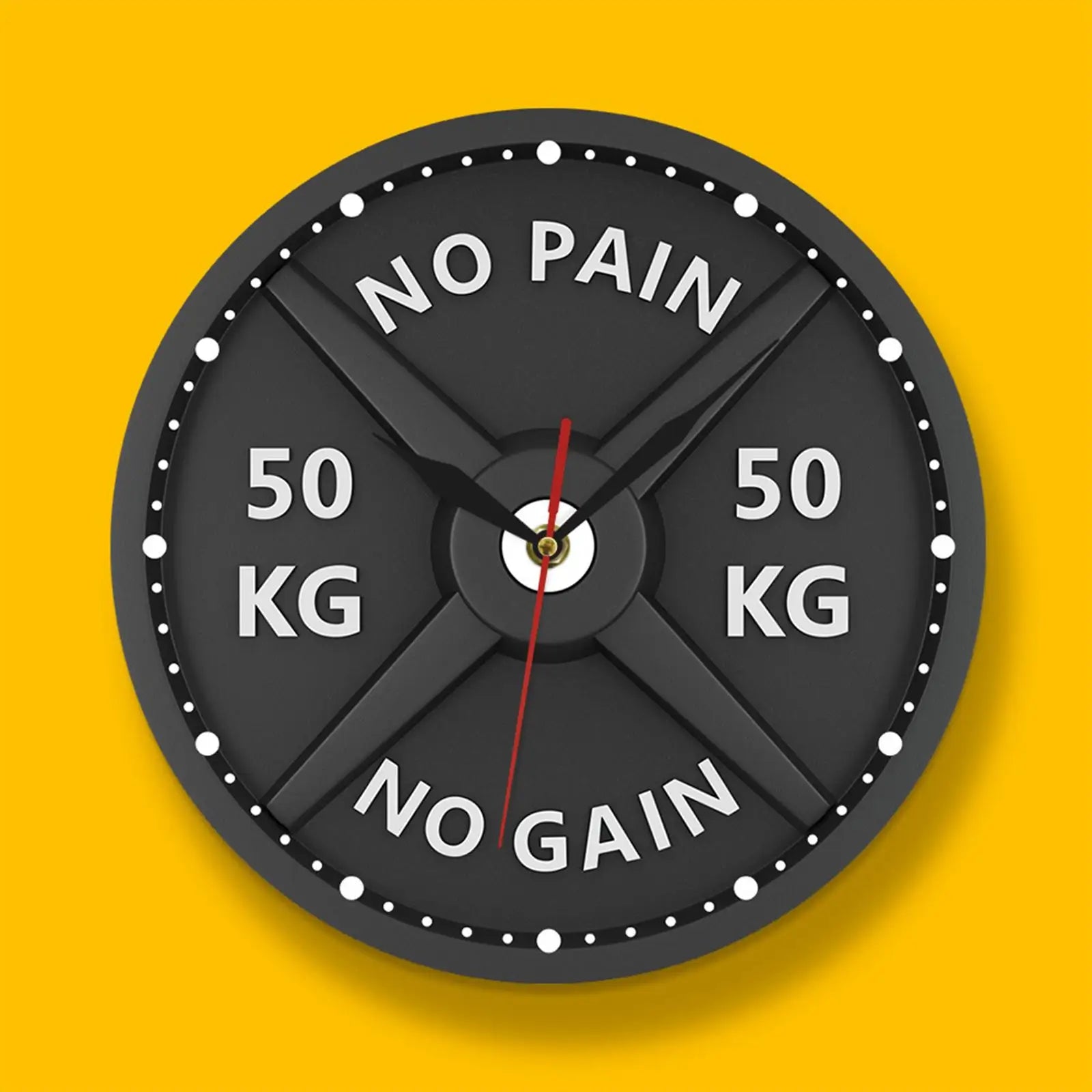 50kg 3D Barbell Wall Clock Gym Wall Clock Silent 12' Non Ticking Decoration Round Battery Operated Watch for Living Room Bedroom