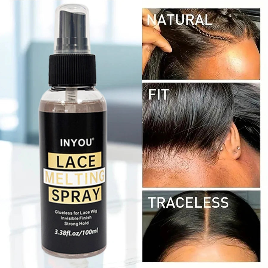 100ML Lace Wig Melting And Holding Spray Strong Natural Finish Wig Adhesive Glue for Lace Front Melt Super Hold Hair Spray