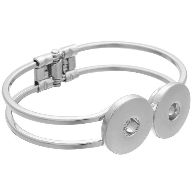 Adjustable Metal Snap Bracelet Bangle Silver Bracelet Fit 18mm Snap Button Jewelry For Women