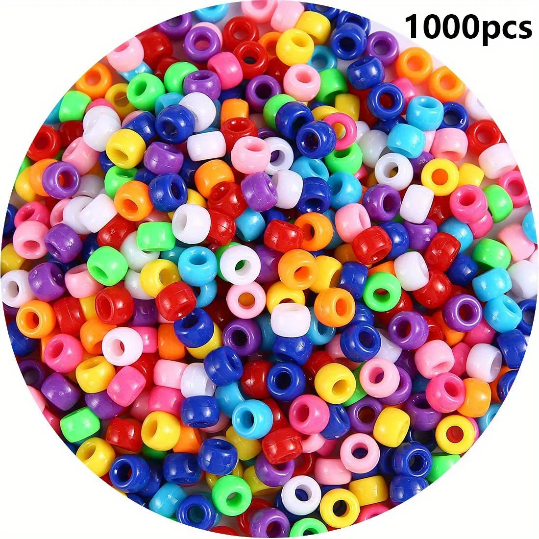 1000pcs Multi-Colored Large Hole Pony Beads for Crafts Hair Braids  and Bracelets  Durable Plastic Beads for Endless Creativity