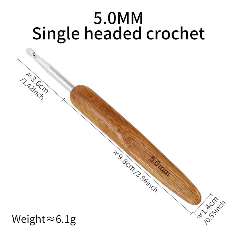1Pc 0.5mm/0.75mm Loc Crochet Hook Wood