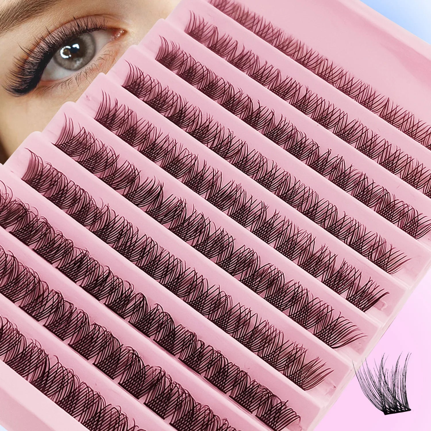 120Pcs Natural Eyelash Cluster Set, D Curl 8–16mm Mixed Length, Soft Band & Lightweight, Reusable False Eyelashes Cat Eye Effect