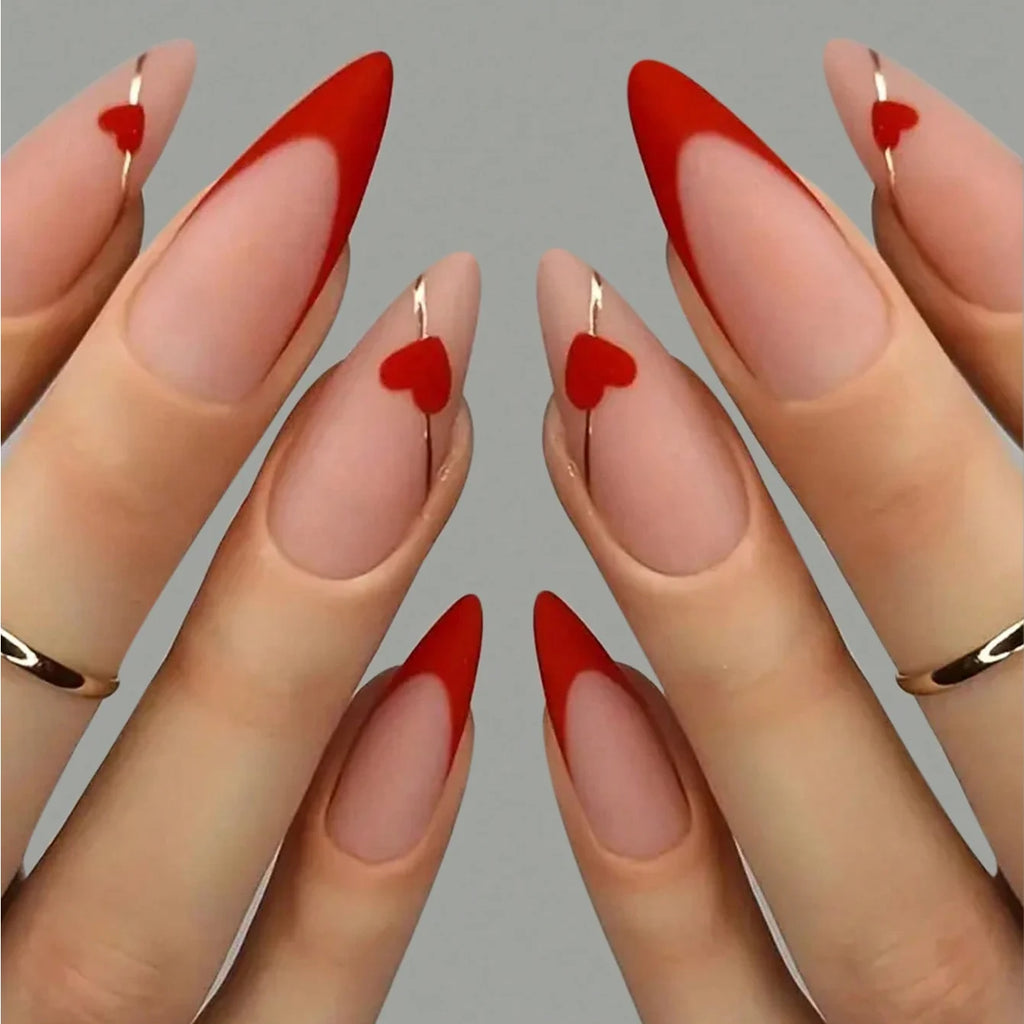 24pcs Long Almond Fake Nails White French Press on Nails Simple Full Cover Detachable Nail Tips
