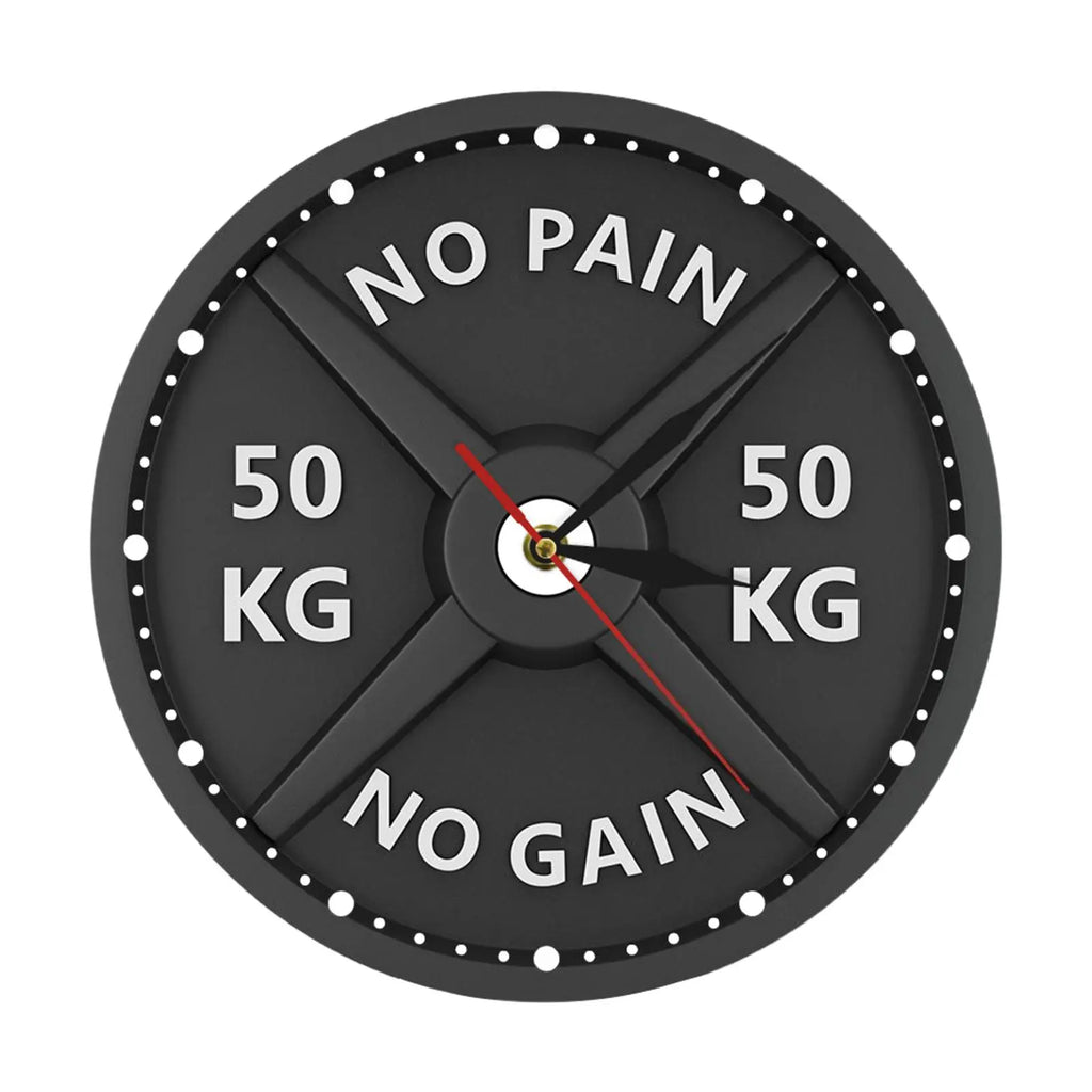 50kg 3D Barbell Wall Clock Gym Wall Clock Silent 12' Non Ticking Decoration Round Battery Operated Watch for Living Room Bedroom