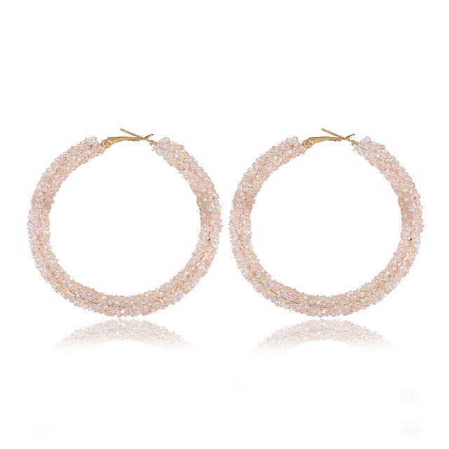 Bohemia Round Austrian Crystal Stud Earrings Fashion Shiny rhinestone Cheap Hoop Earring
